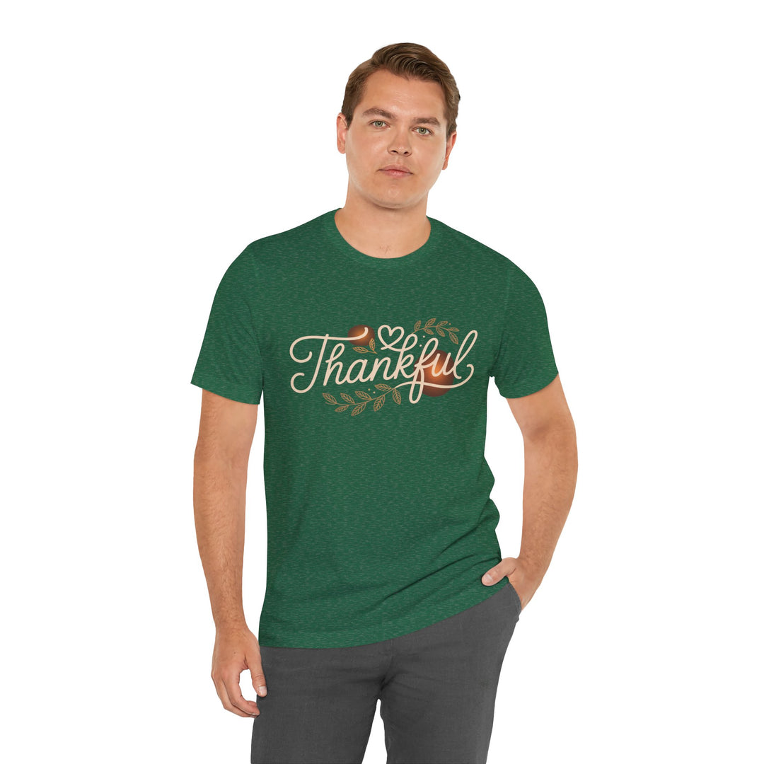Thankful Tee - Unisex Jersey Short Sleeve Shirt for Thanksgiving, Gratitude Gift, Casual Wear, Family Gathering, Everyday Comfort