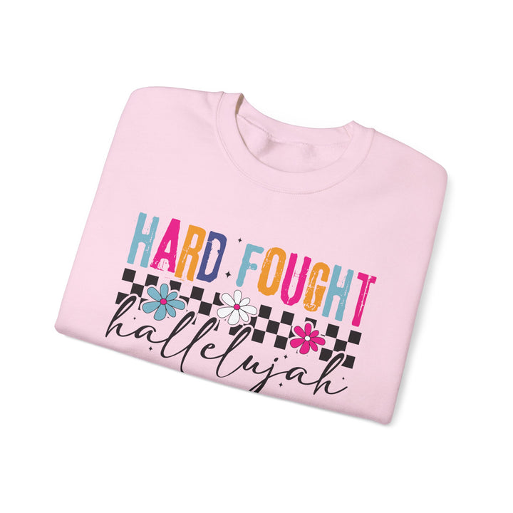 Hard Fought Hallelujah Sweatshirt | Inspirational Crewneck | Gift for Her | Cozy Casual Wear | Perfect for Holidays and Celebrations