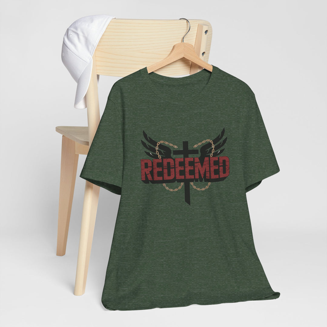Christian Themed Unisex Short Sleeve Tee, Redeemed Shirt, Faith-Based Apparel, Inspirational T-Shirt, Spiritual Gift, Casual Wear