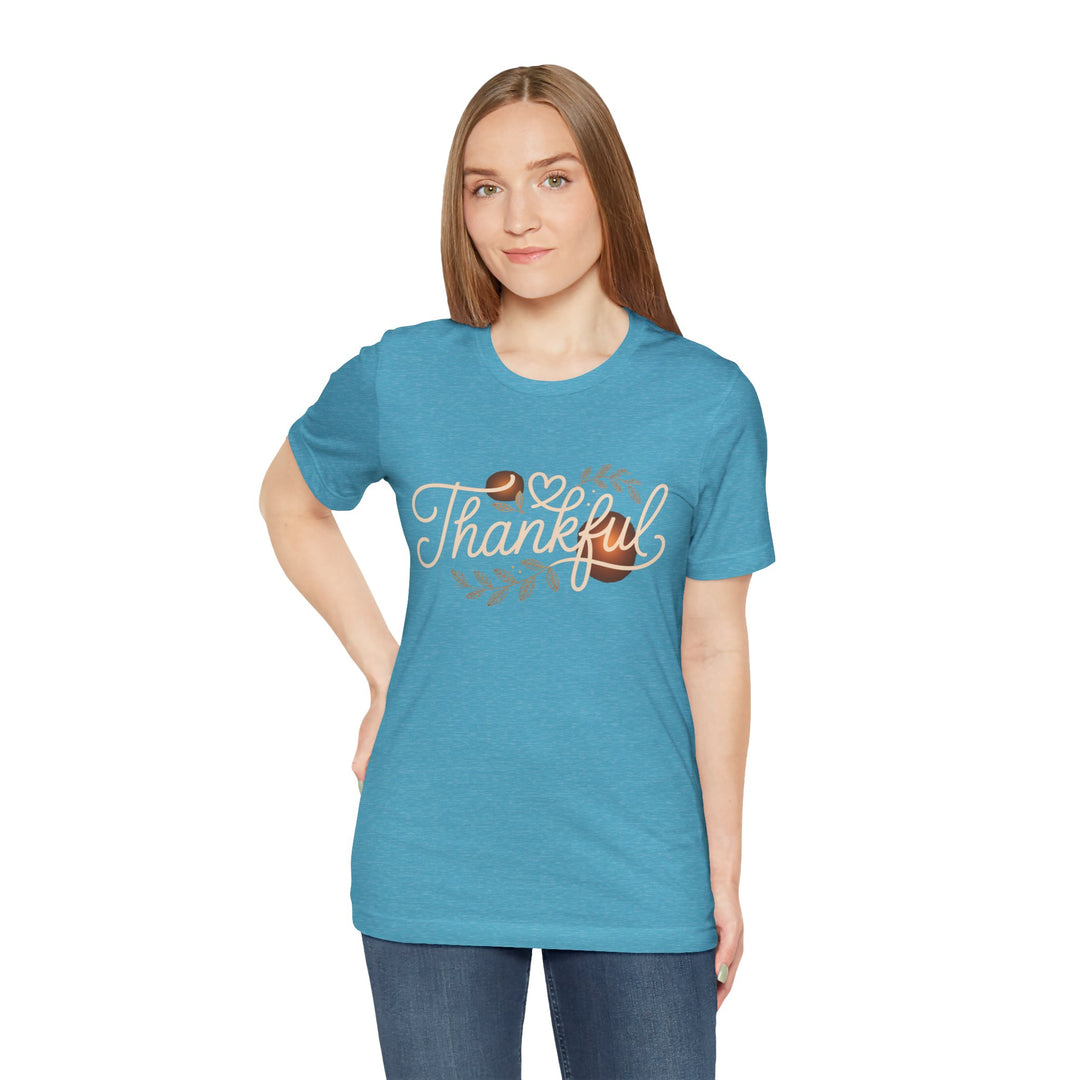 Thankful Tee - Unisex Jersey Short Sleeve Shirt for Thanksgiving, Gratitude Gift, Casual Wear, Family Gathering, Everyday Comfort