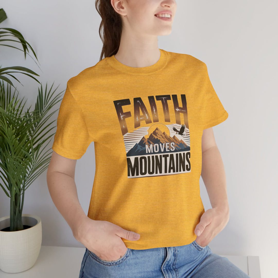 Faith Moves Mountains Tee, Inspirational Shirt, Motivational T-Shirt, Gift for Nature Lovers, Unisex Casual Wear