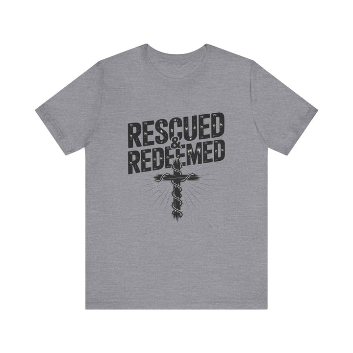 Faith-Inspired Unisex Jersey Tee - Rescued & Redeemed, Christian T-Shirt, Inspirational Apparel, Gift for Believers, Casual Wear