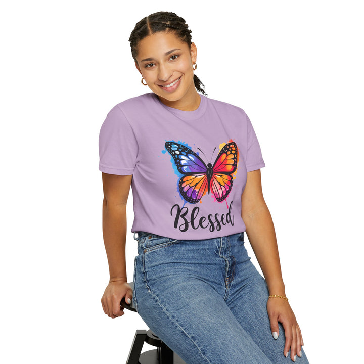 Watercolor Butterfly T-Shirt Blessed Radiant Renewed Unshakably Blessed