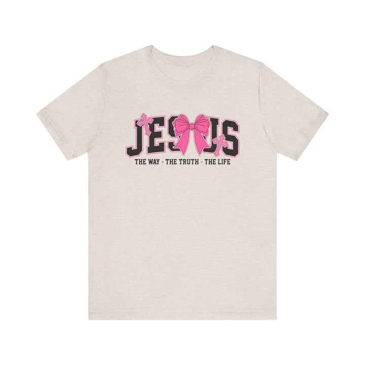 Jesus The Way The Truth The Life Pink Bow T-Shirt