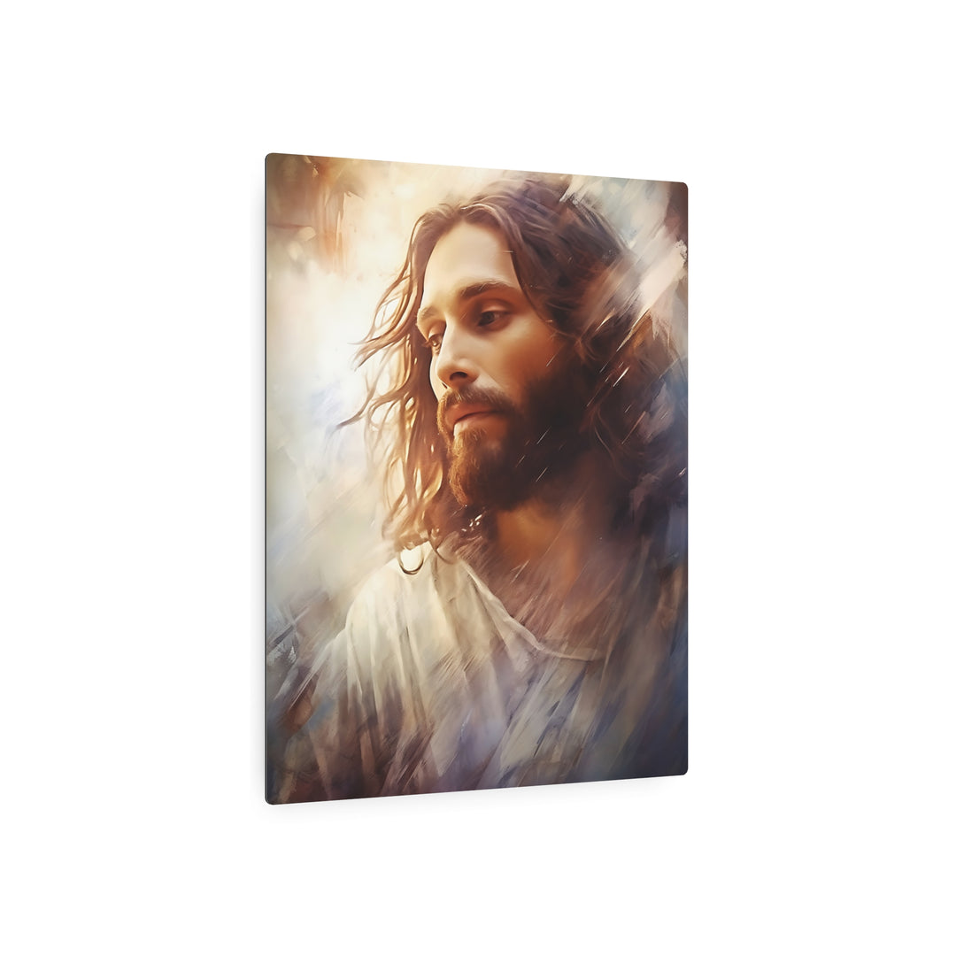 Inspirational Metal Art Sign - Serene Jesus Portrait for Home Decor