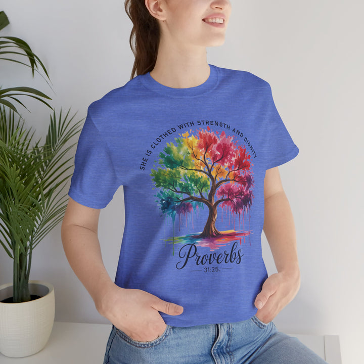 Rainbow Tree of Life Tee - Proverbs 31:25 Inspirational Shirt