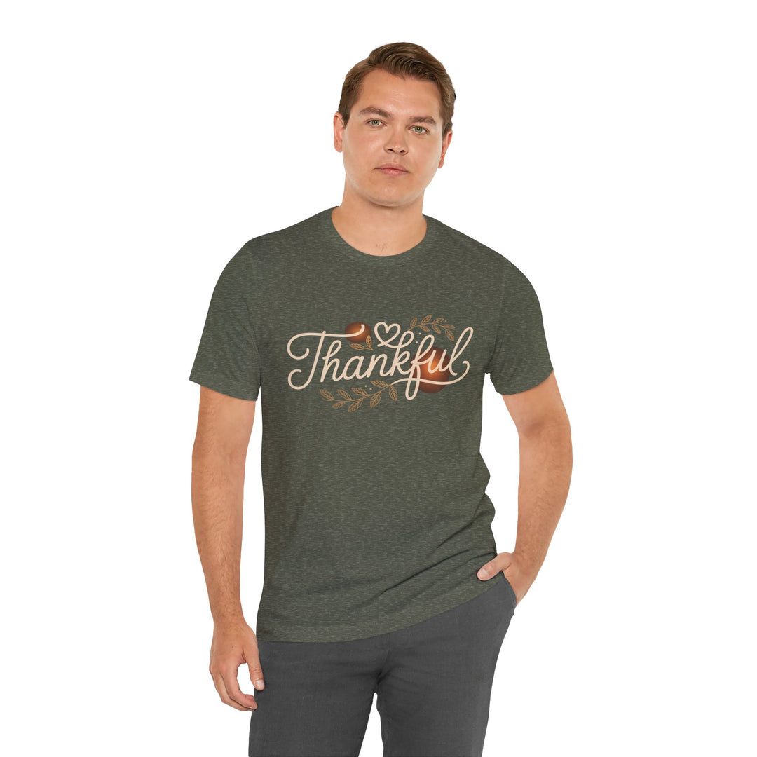 Thankful Tee - Unisex Jersey Short Sleeve Shirt for Thanksgiving, Gratitude Gift, Casual Wear, Family Gathering, Everyday Comfort