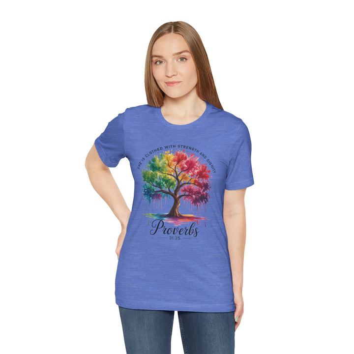 Rainbow Tree of Life Tee - Proverbs 31:25 Inspirational Shirt