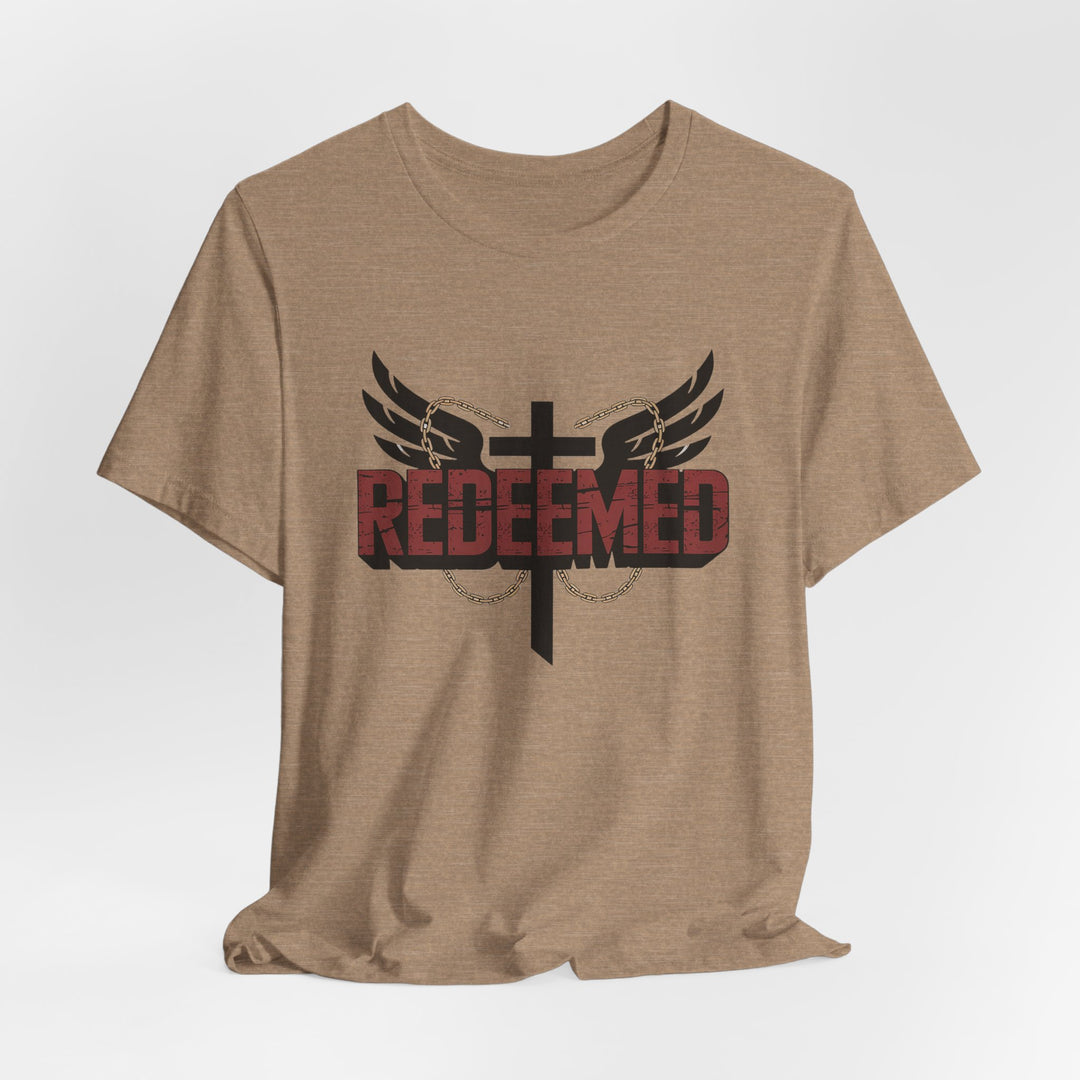 Christian Themed Unisex Short Sleeve Tee, Redeemed Shirt, Faith-Based Apparel, Inspirational T-Shirt, Spiritual Gift, Casual Wear