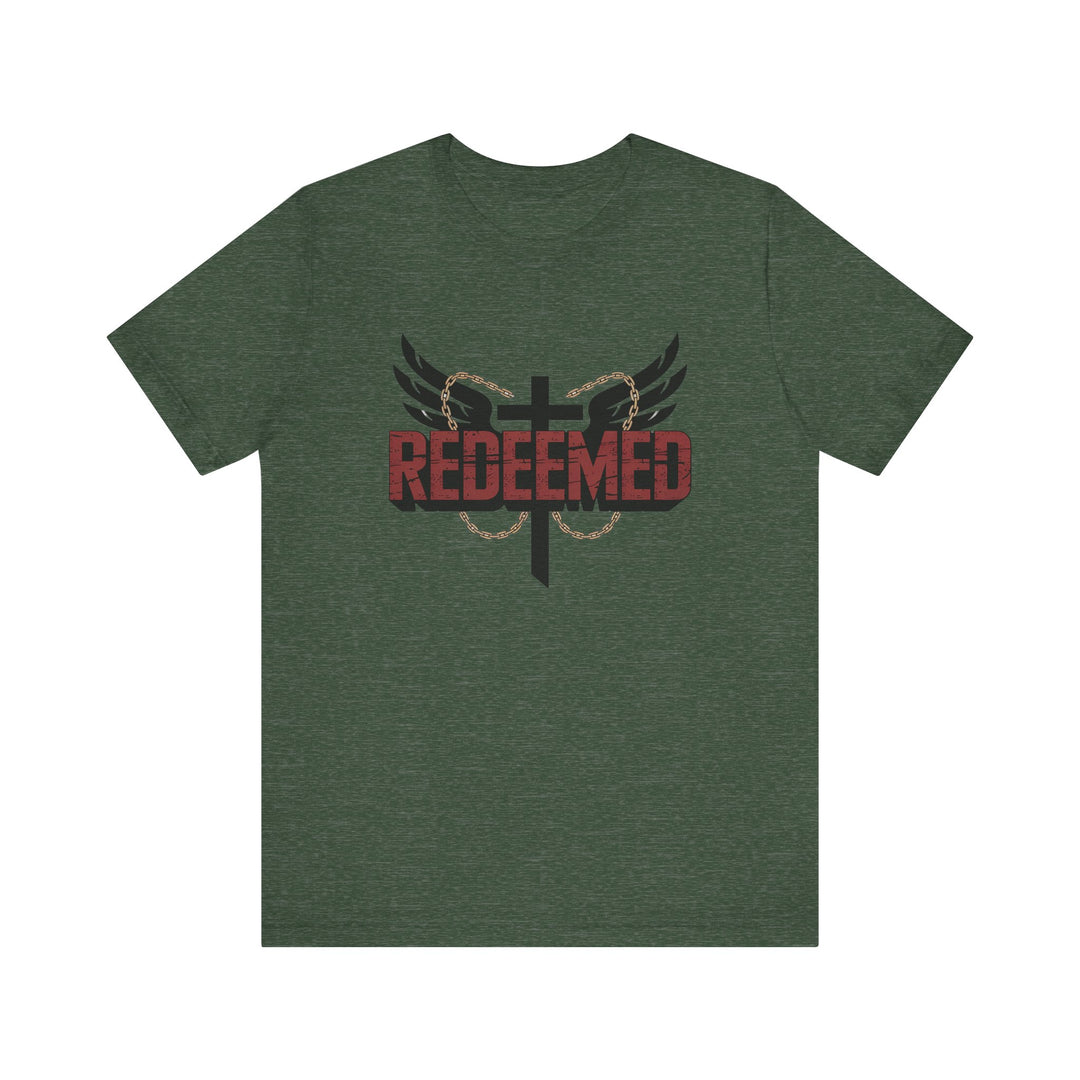 Christian Themed Unisex Short Sleeve Tee, Redeemed Shirt, Faith-Based Apparel, Inspirational T-Shirt, Spiritual Gift, Casual Wear