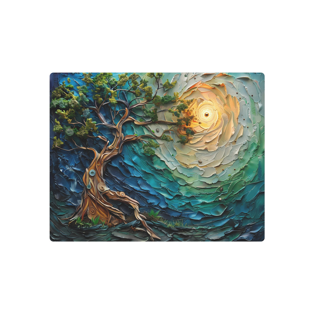 Nature-Inspired Metal Art Sign - Tree and Sun Design