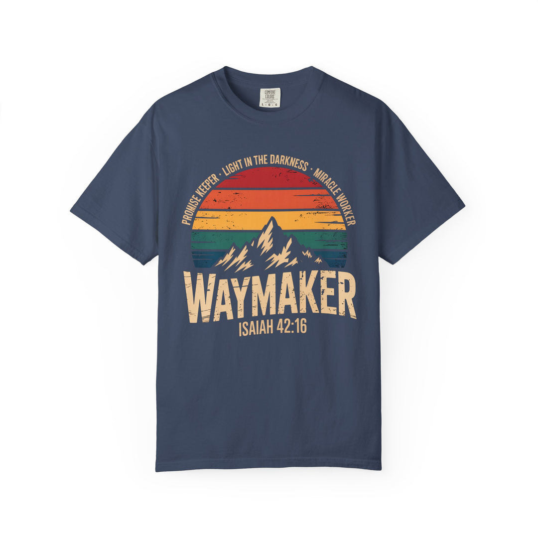 Waymaker Retro Christian T-Shirt - Isaiah 42:16 Vintage Sunset Design