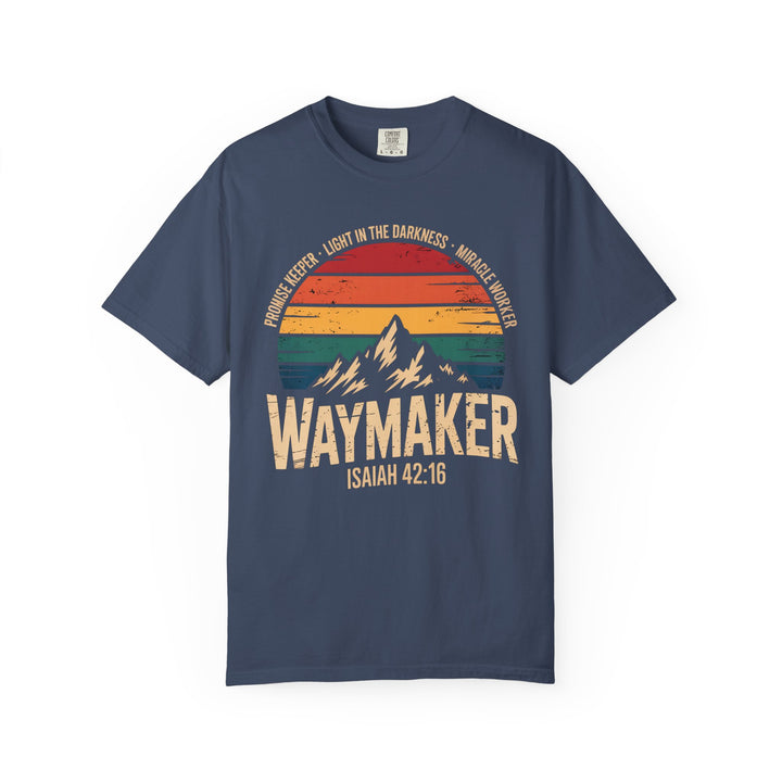Waymaker Retro Christian T-Shirt - Isaiah 42:16 Vintage Sunset Design