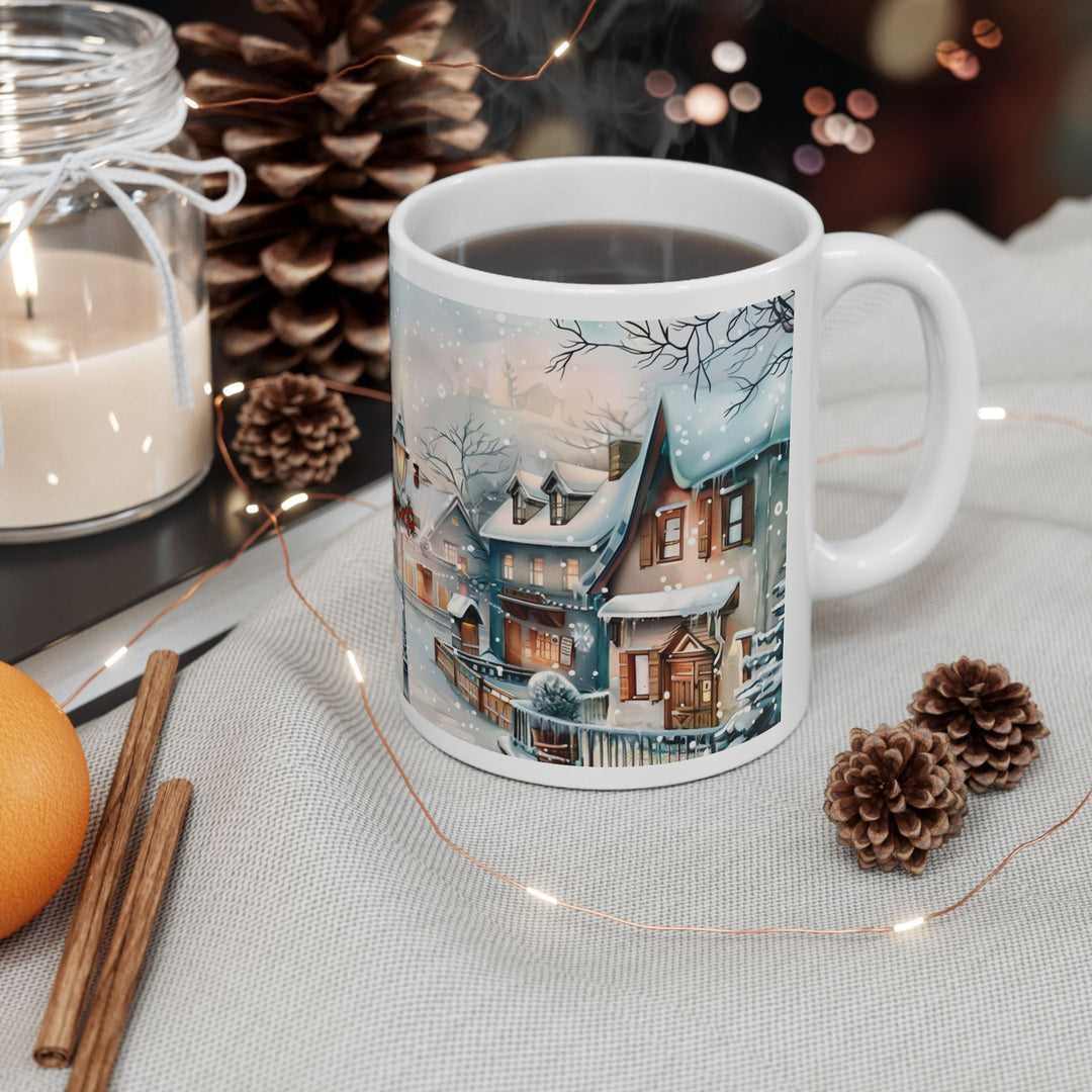 Winter Wonderland Ceramic Mug, Cozy Hot Cocoa Cup, Holiday Gift, Decorative Coffee Mug, Winter Scene Drinkware