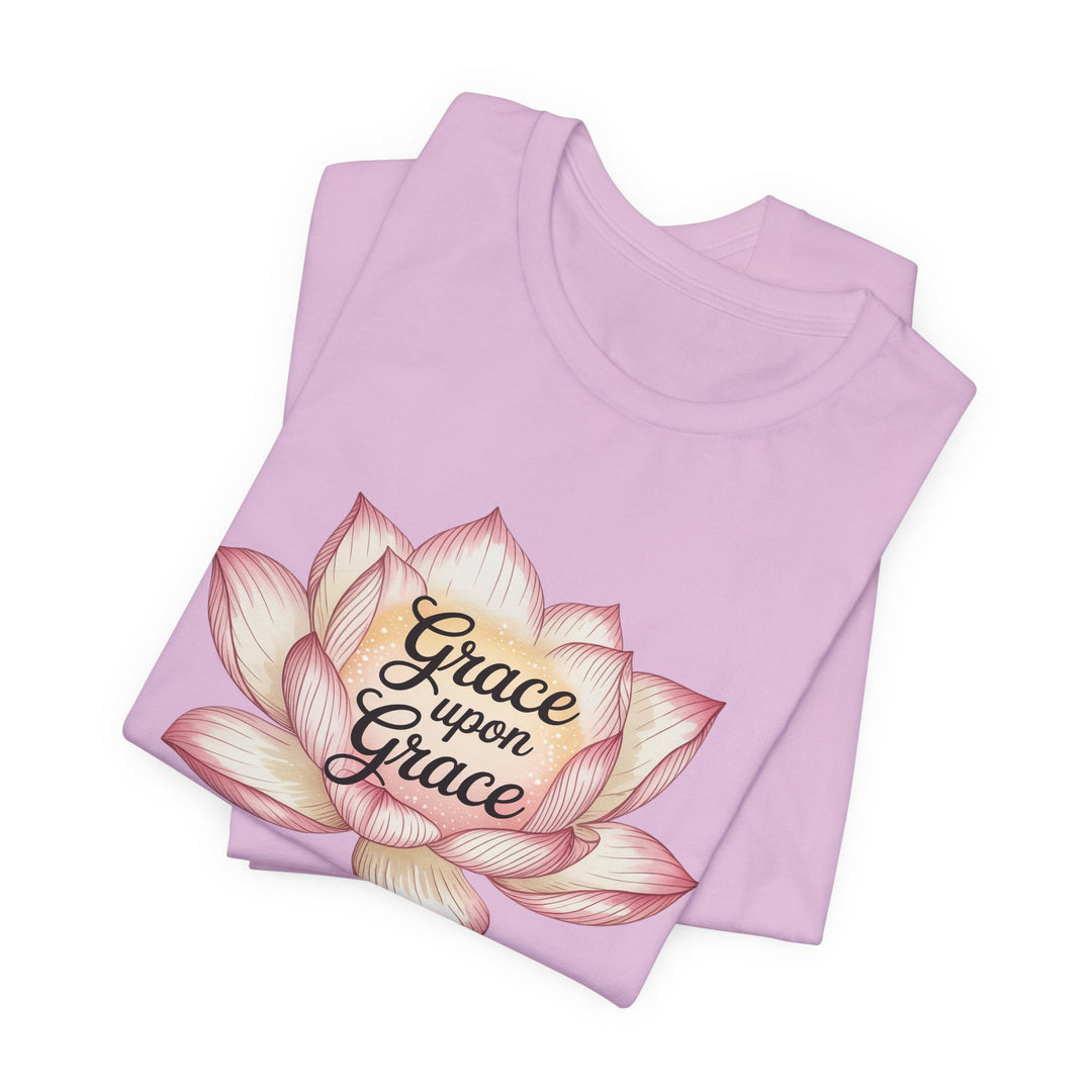 Lotus Blossom Inspirational Tee, Grace Upon Grace T-shirt, Mindfulness Gift, Spiritual Apparel, Relaxed Fit Tee, Yoga Wear