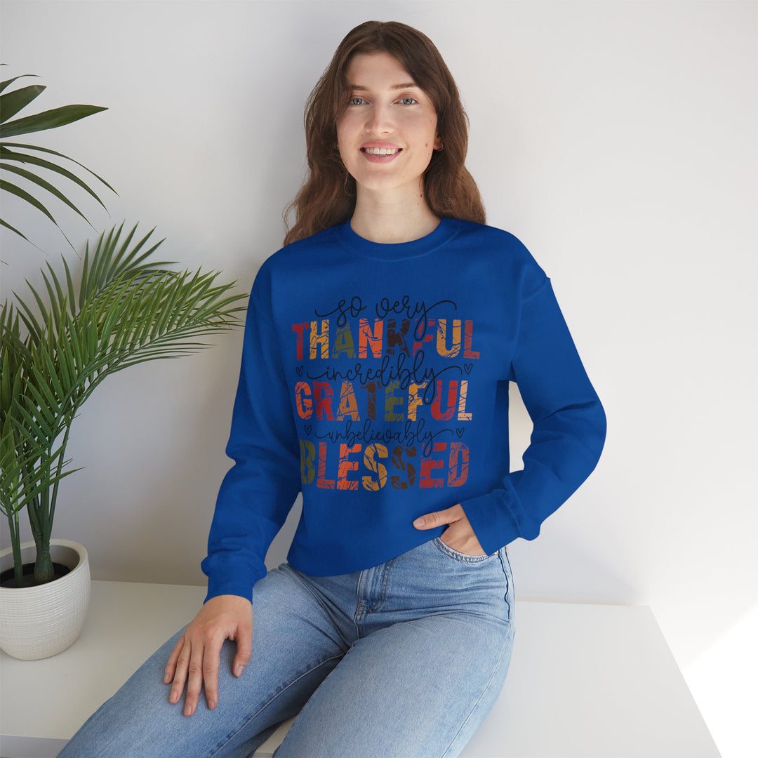 Thankful Grateful Blessed Sweatshirt | Cozy Fall Crewneck | Perfect Gift for Thanksgiving, Family Gatherings, Daily Comfort, Holiday Wear