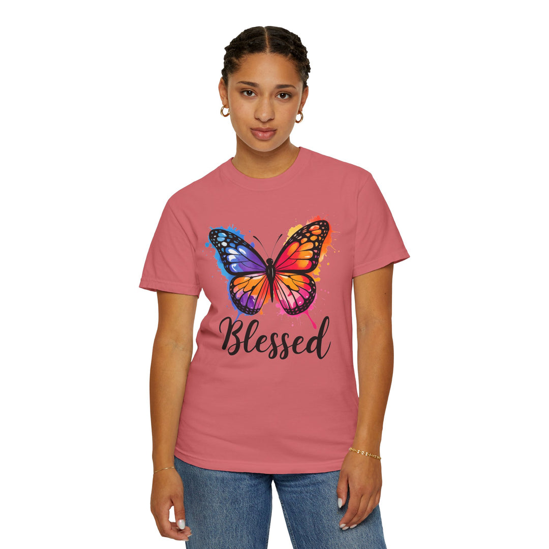 Watercolor Butterfly T-Shirt Blessed Radiant Renewed Unshakably Blessed