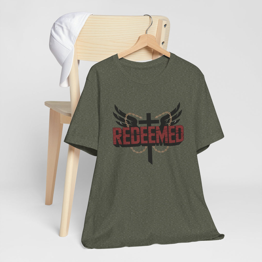 Christian Themed Unisex Short Sleeve Tee, Redeemed Shirt, Faith-Based Apparel, Inspirational T-Shirt, Spiritual Gift, Casual Wear
