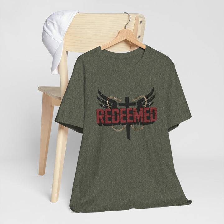 Christian Themed Unisex Short Sleeve Tee, Redeemed Shirt, Faith-Based Apparel, Inspirational T-Shirt, Spiritual Gift, Casual Wear