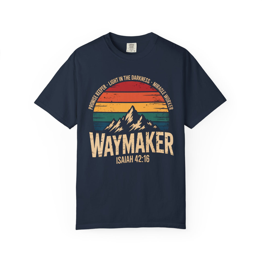 Waymaker Retro Christian T-Shirt - Isaiah 42:16 Vintage Sunset Design