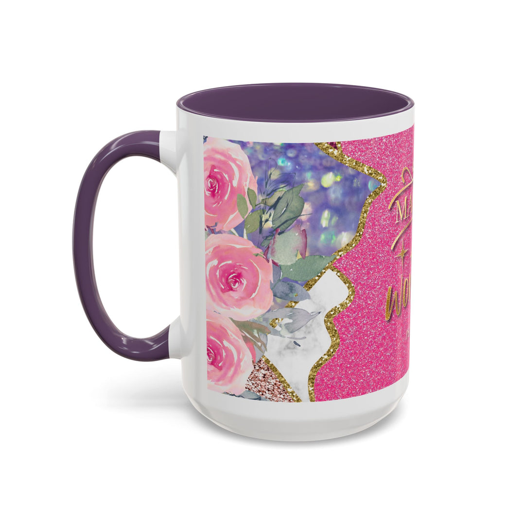 Made to Worship  Pink Glitter Floral Christian Mug