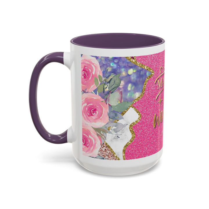 Made to Worship  Pink Glitter Floral Christian Mug