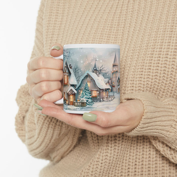 Winter Wonderland Ceramic Mug, Cozy Hot Cocoa Cup, Holiday Gift, Decorative Coffee Mug, Winter Scene Drinkware