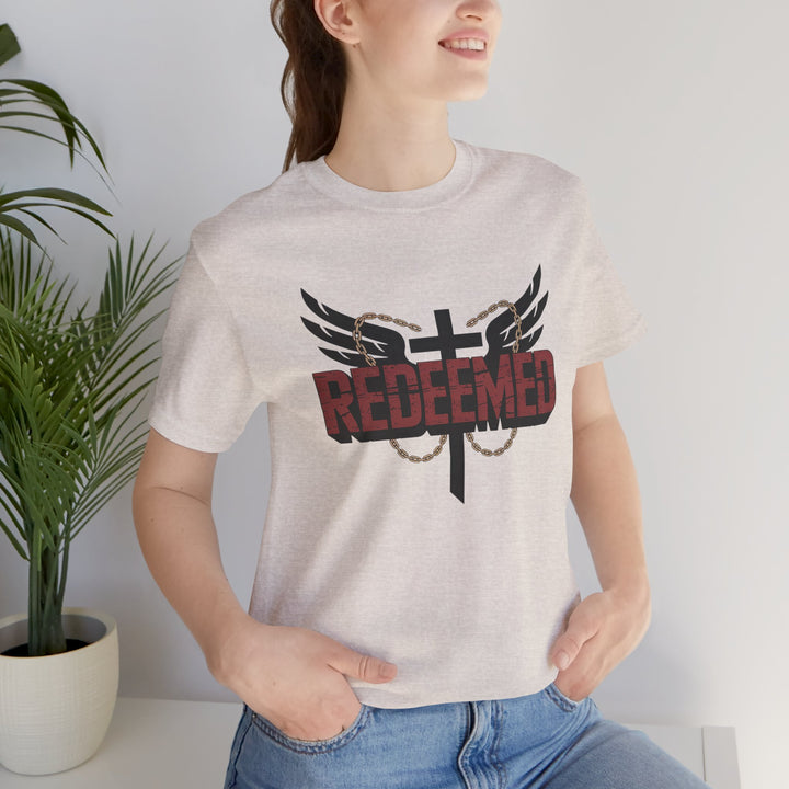 Christian Themed Unisex Short Sleeve Tee, Redeemed Shirt, Faith-Based Apparel, Inspirational T-Shirt, Spiritual Gift, Casual Wear