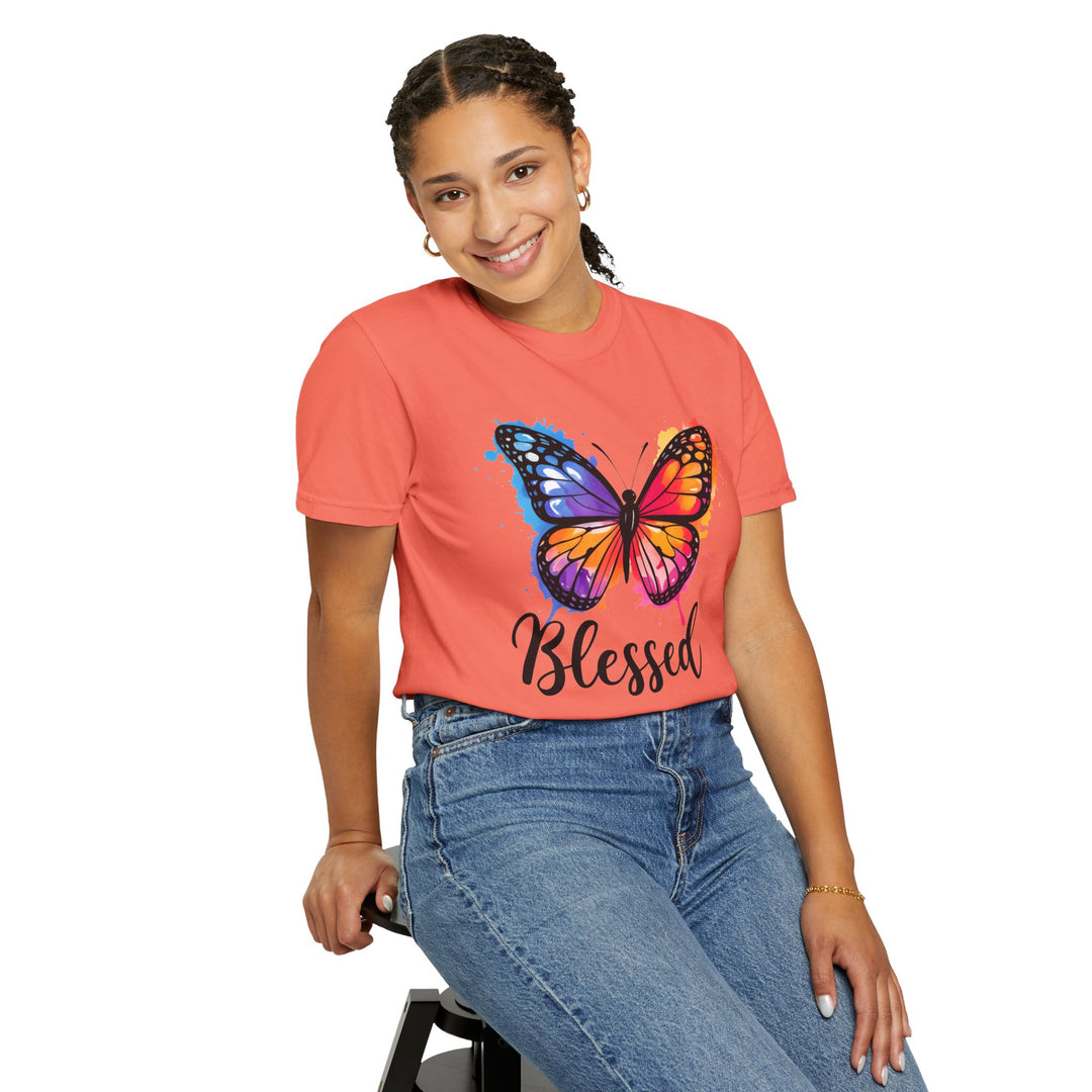 Watercolor Butterfly T-Shirt Blessed Radiant Renewed Unshakably Blessed