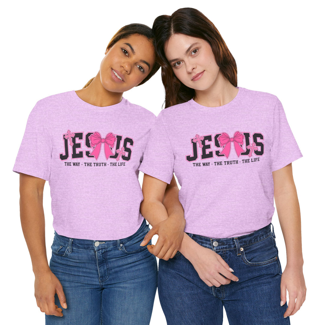 Jesus The Way The Truth The Life Pink Bow T-Shirt