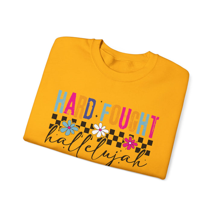 Hard Fought Hallelujah Sweatshirt | Inspirational Crewneck | Gift for Her | Cozy Casual Wear | Perfect for Holidays and Celebrations