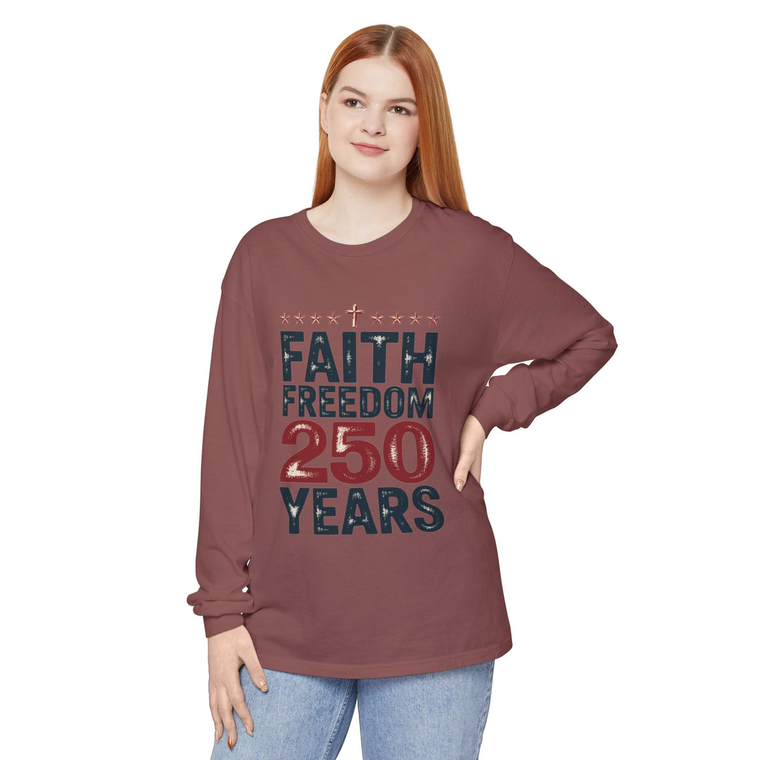 Faith Freedom Long Sleeve T-Shirt, Unisex Tee, Patriotic Apparel, Gift for Independence Day, Christian Clothing, Casual Everyday Wear