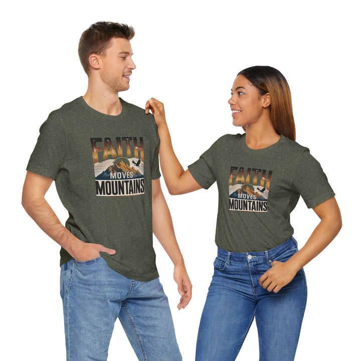 Faith Moves Mountains Tee, Inspirational Shirt, Motivational T-Shirt, Gift for Nature Lovers, Unisex Casual Wear