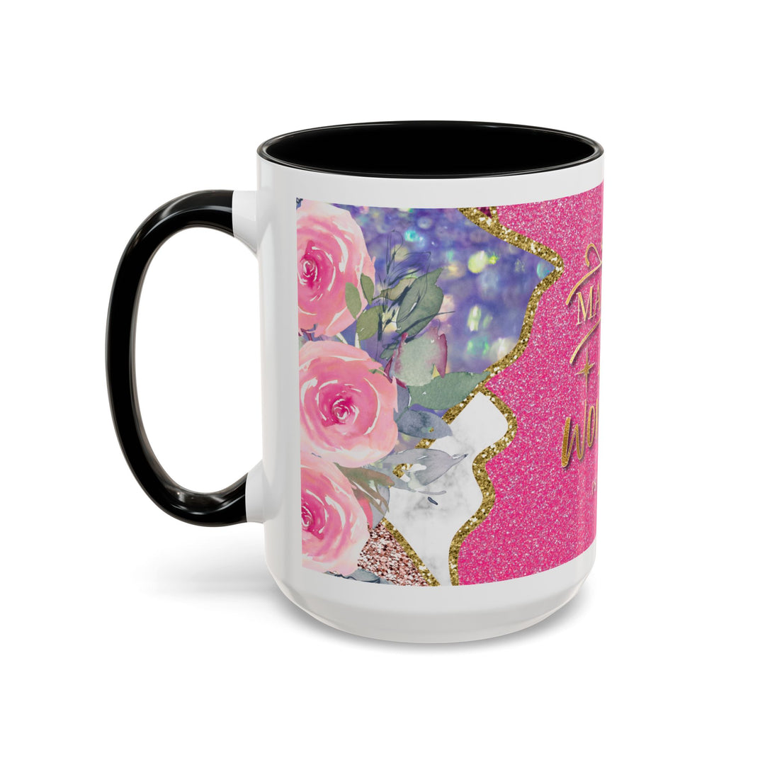 Made to Worship  Pink Glitter Floral Christian Mug