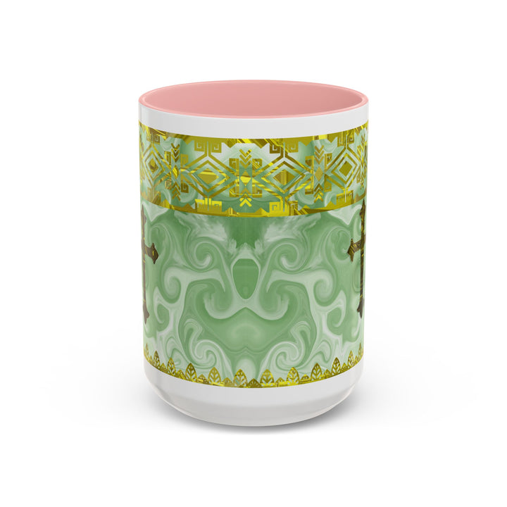 Gold Cross on Mint Marble – Elegant Christian Mug