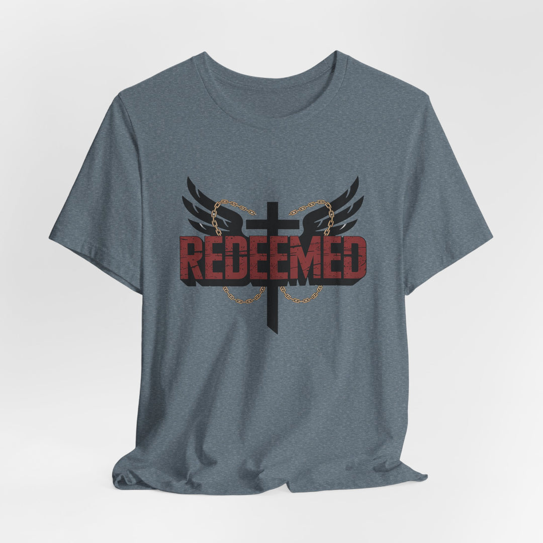Christian Themed Unisex Short Sleeve Tee, Redeemed Shirt, Faith-Based Apparel, Inspirational T-Shirt, Spiritual Gift, Casual Wear