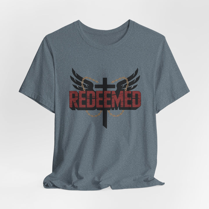Christian Themed Unisex Short Sleeve Tee, Redeemed Shirt, Faith-Based Apparel, Inspirational T-Shirt, Spiritual Gift, Casual Wear