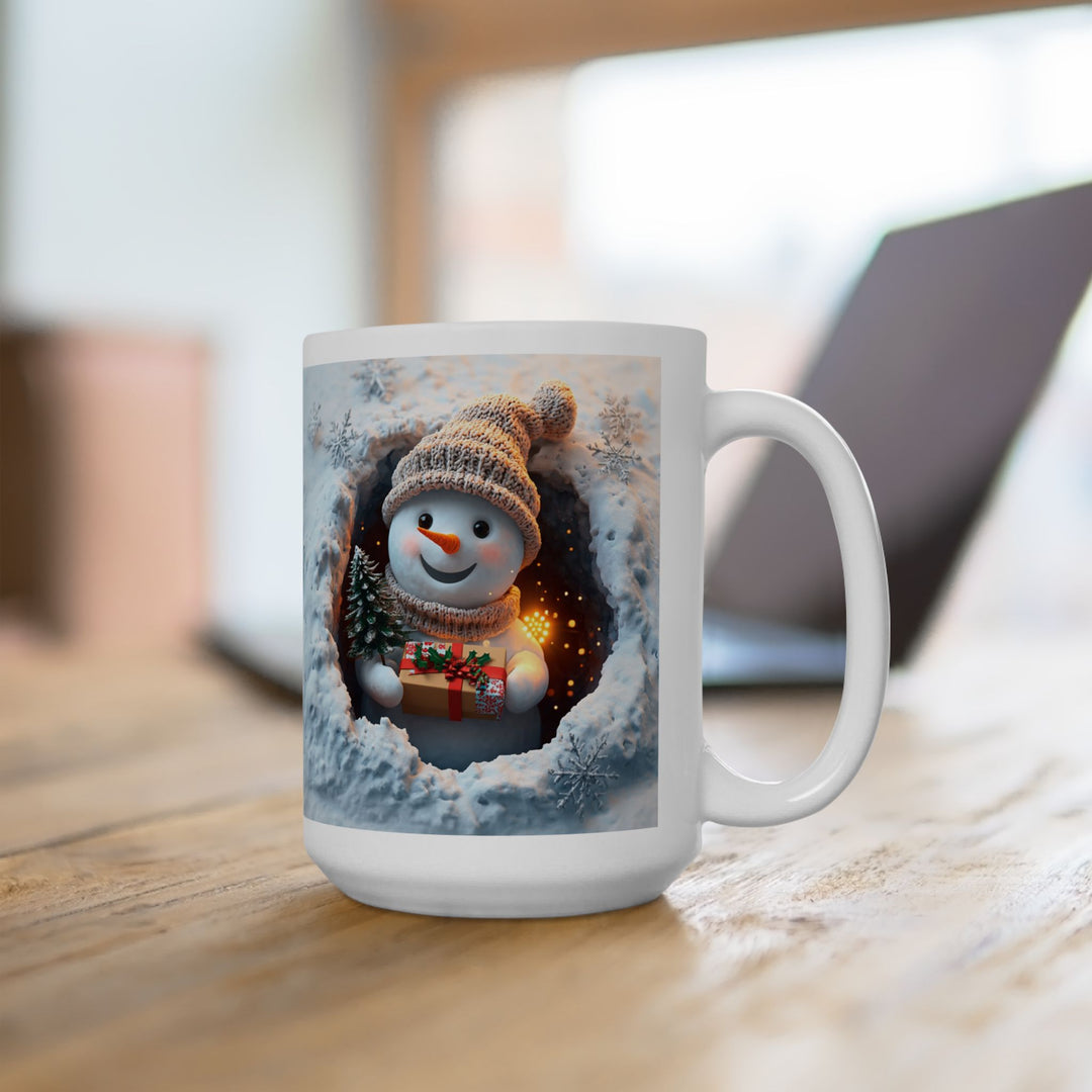 Cozy Winter Snoman Ceramic Mug - Snowflake Design, Holiday Gift, Coffee Cup, Tea Mug, Winter Decor, Home & Kitchen