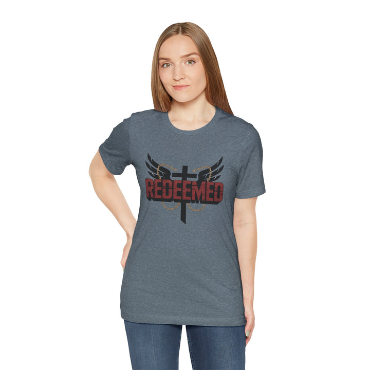 Christian Themed Unisex Short Sleeve Tee, Redeemed Shirt, Faith-Based Apparel, Inspirational T-Shirt, Spiritual Gift, Casual Wear