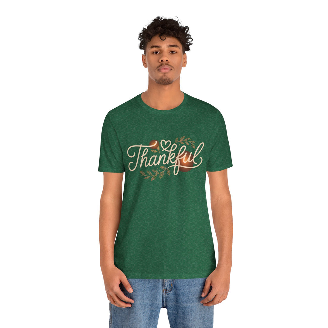 Thankful Tee - Unisex Jersey Short Sleeve Shirt for Thanksgiving, Gratitude Gift, Casual Wear, Family Gathering, Everyday Comfort