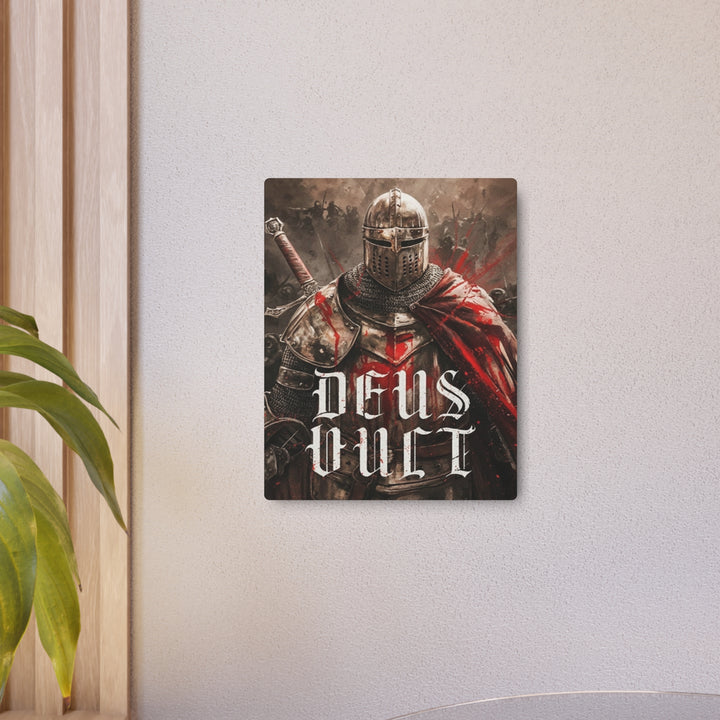 "Deus Vult - God Wills It" - Medieval Christian Knight Metal Wall Art