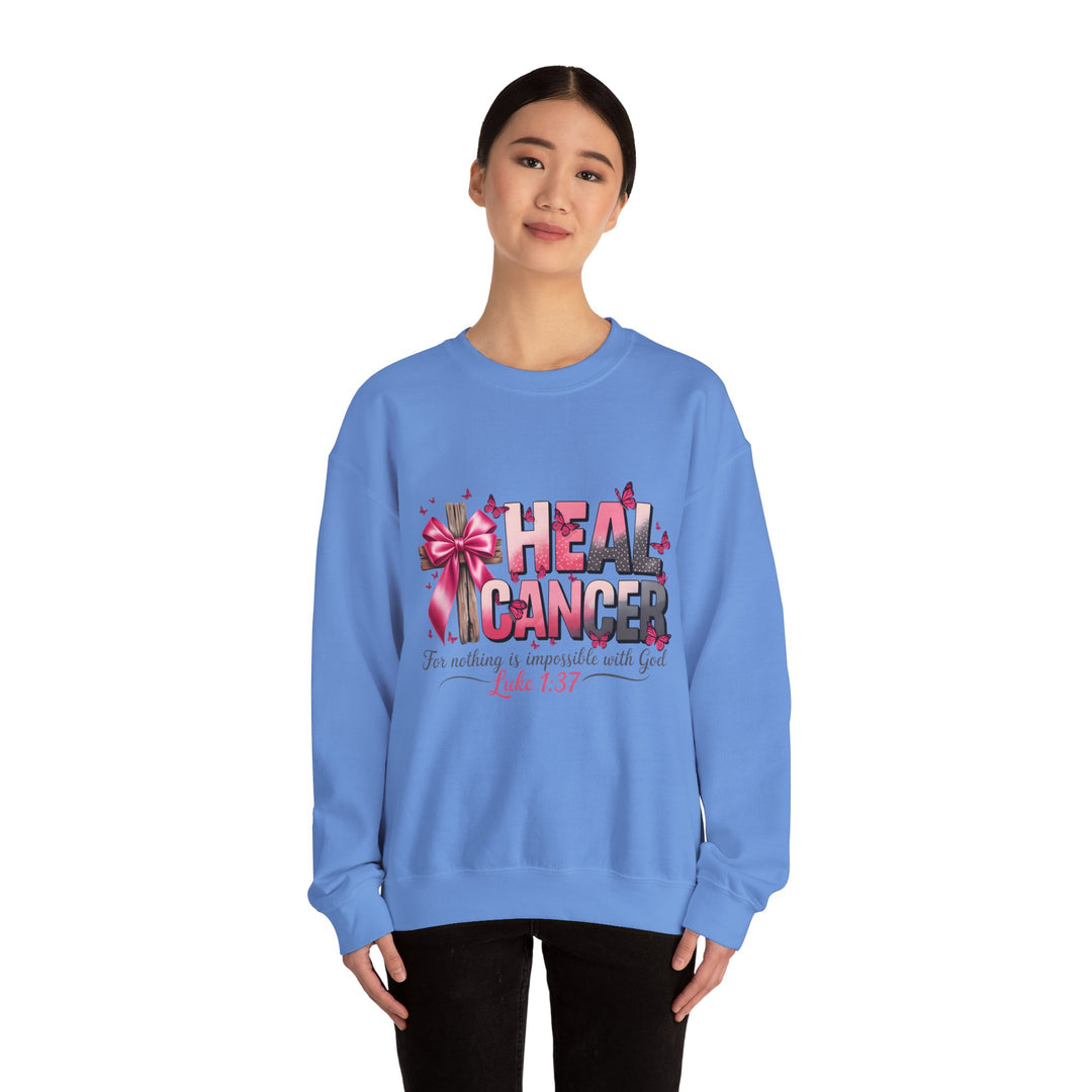 Inspirational Cancer Awareness Crewneck Sweatshirt, Comfort for Fighters, Supportive Gift, Breast Cancer Awareness, Faith & Hope