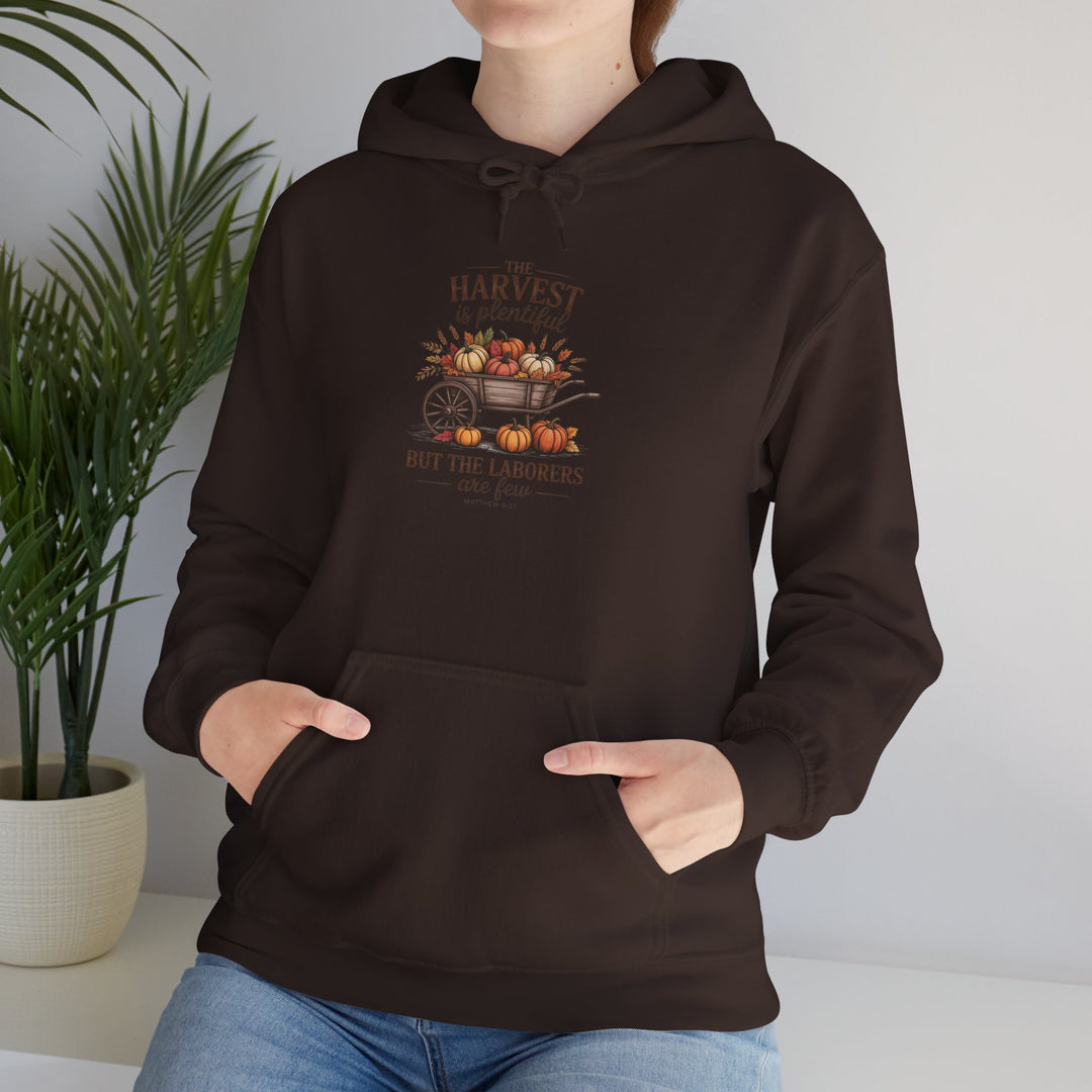 Autumn Harvest Hoodie with Matthew 9:37 Scripture Design
