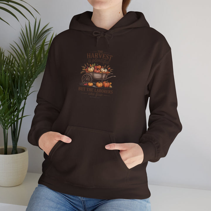 Autumn Harvest Hoodie with Matthew 9:37 Scripture Design