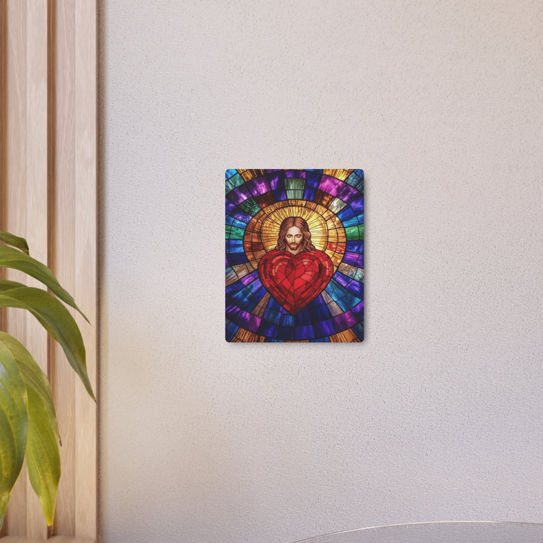 Sacred Heart of Jesus - Stained Glass Style Metal Wall Art