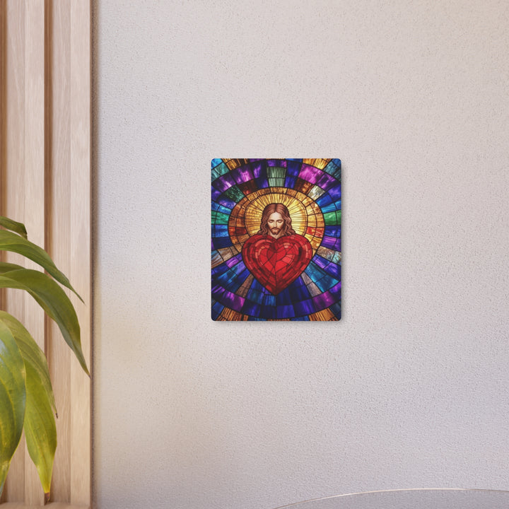 Sacred Heart of Jesus - Stained Glass Style Metal Wall Art