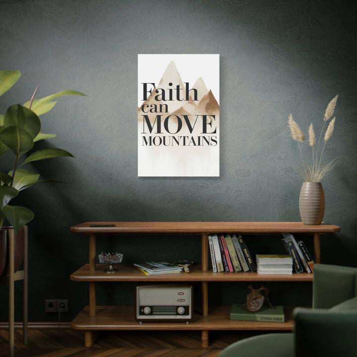Faith Can Move Mountains Canvas | Scripture Wall Art with Neutral Mountain Design