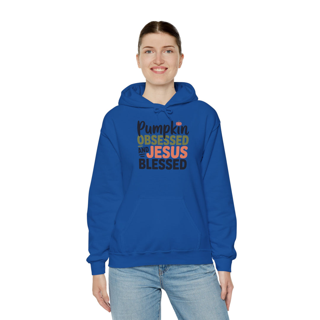 Hooded Sweatshirt - Pumpkin Obsessed and Jesus Blessed Fall Design