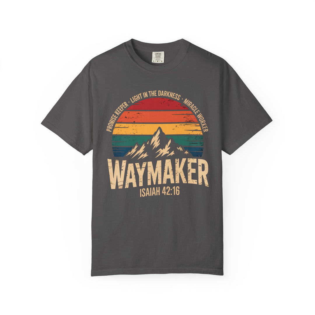 Waymaker Retro Christian T-Shirt - Isaiah 42:16 Vintage Sunset Design