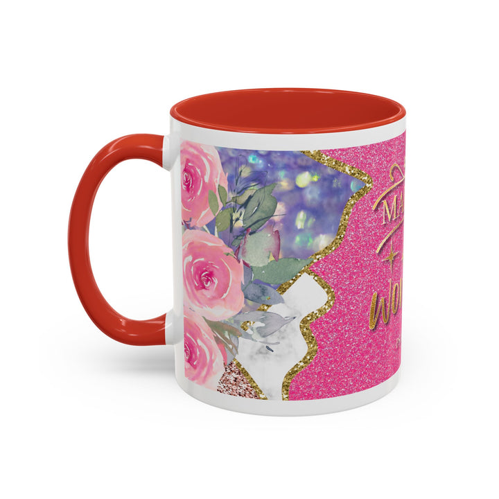 Made to Worship  Pink Glitter Floral Christian Mug